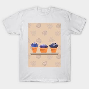 Succulents in Purples Pattern T-Shirt